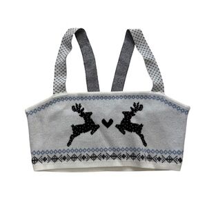 NWT INTIMATELY FREE PEOPLE Reindeer Knit Cropped Tank/Bralette Ivory Black Blue